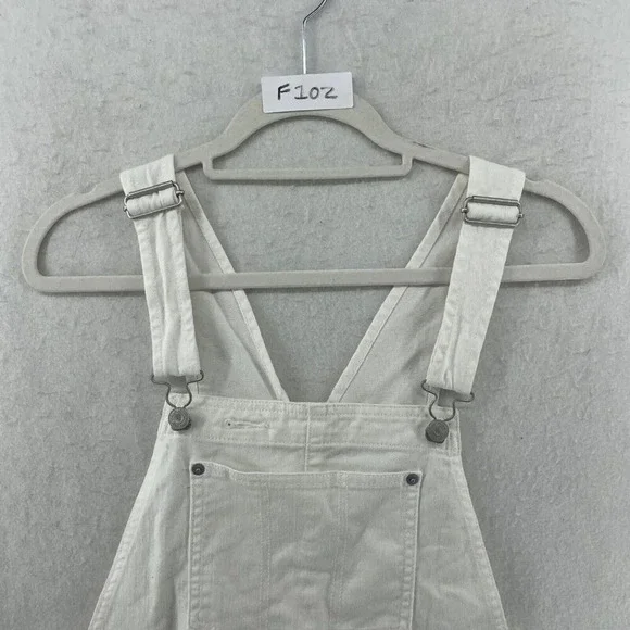 Gap 1969 Short Women's S Cream White Denim Bib Adjustable Strap Stretch Shortall - Picture 9 of 9